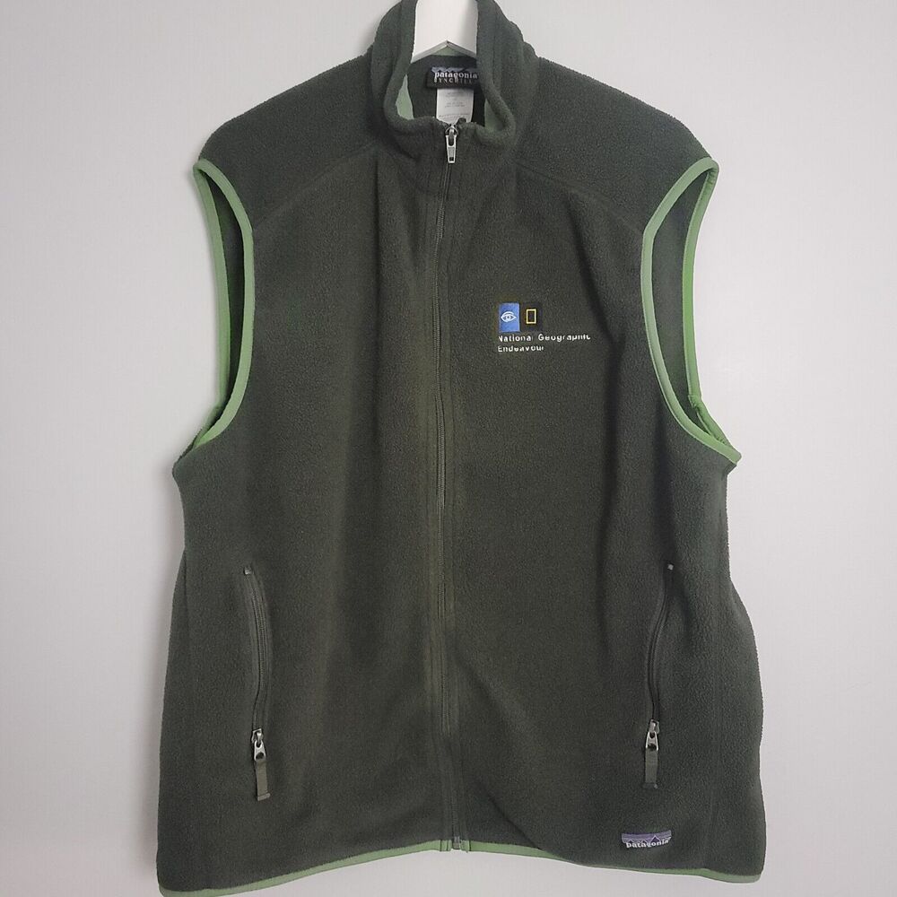 Vintage Patagonia Synchilla Fleece Vest Mens XL National Geographic Green